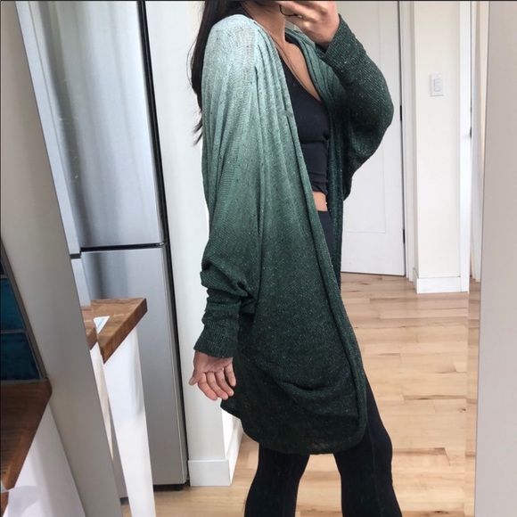 YFB Green Ombré Knit Open Sweater Cardigan - Picture 4 of 7